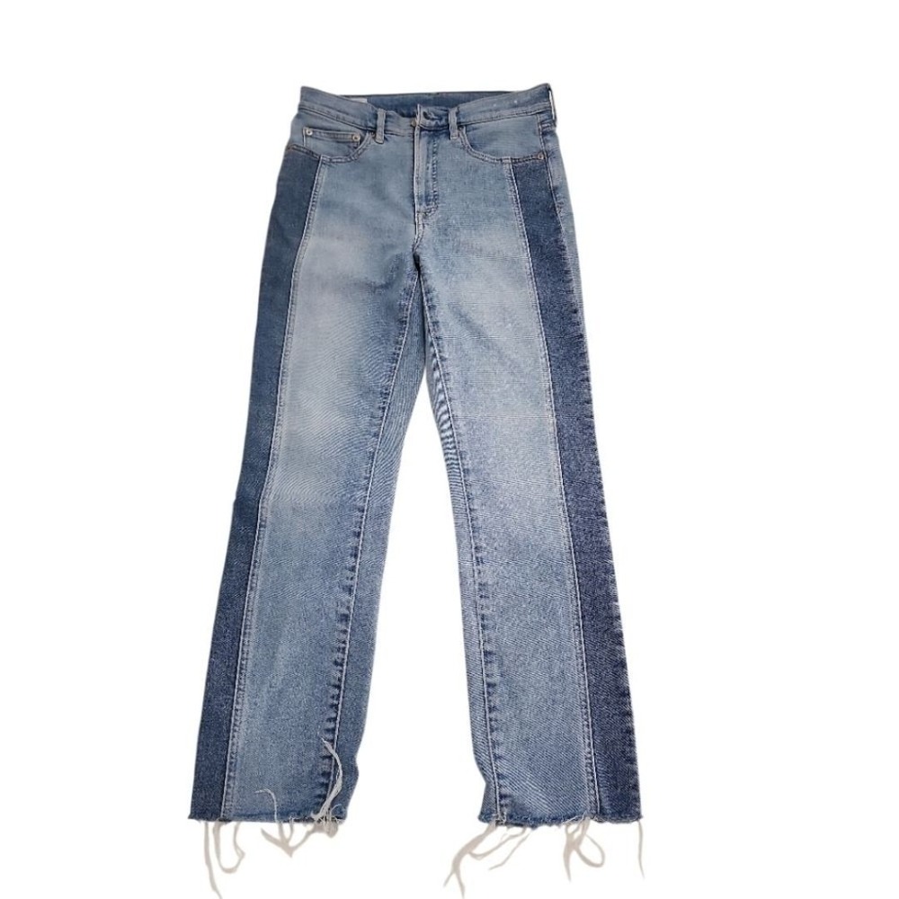 Gap Jeans Women 28/6 Blue Two-Tone Vintage Slim High Rise Raw Hem Colorblock